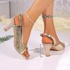 Fashion Bling Mid Heels Women Sandals Designer Luxury Fashion Buckle Shoes 2025 Summer Casual Slippers Cozy Dress Pumps Party Sandalias