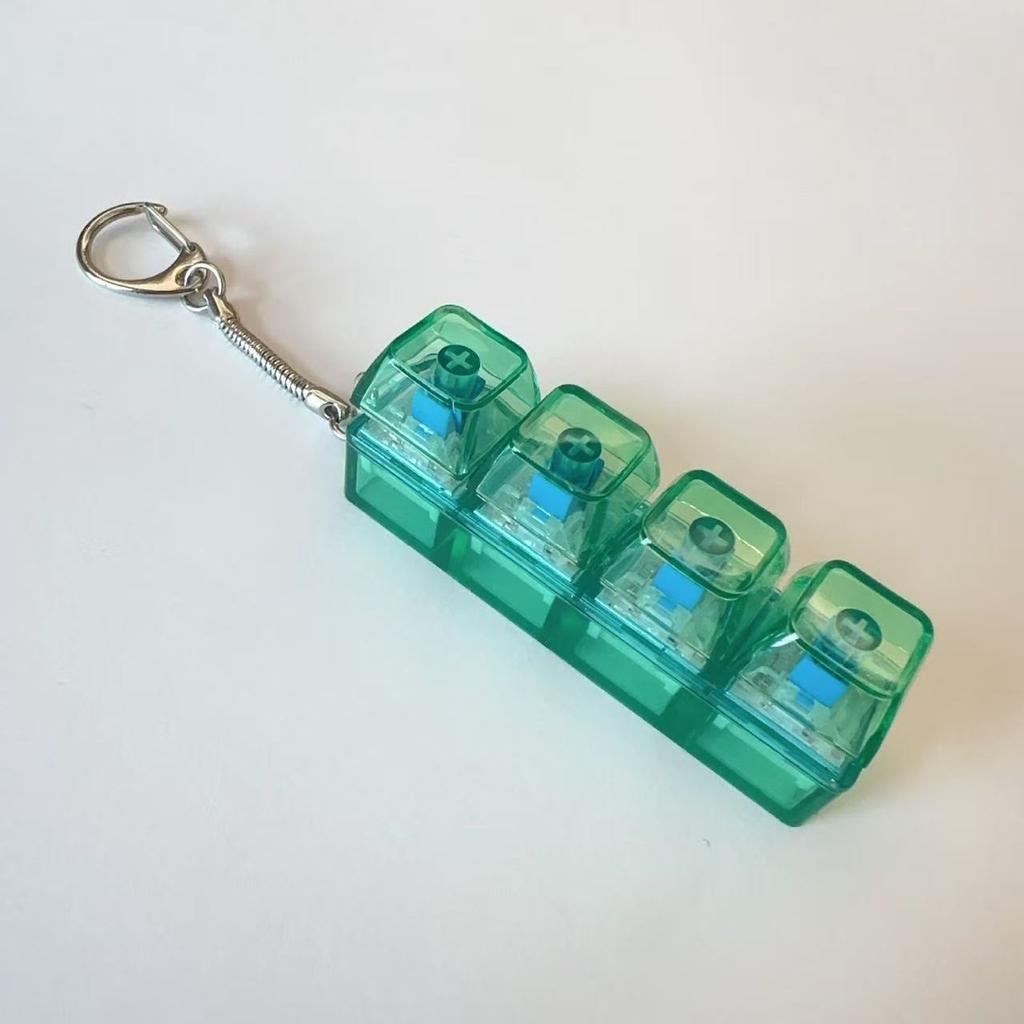 Transparent Four-Button Decompression Keychain, Luminous Square Pendant, Popular Creative Toy Keychain.