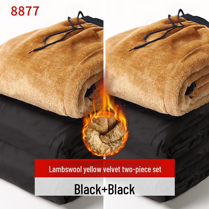 

Мужские ветрозащитные зимние хлопковые брюки для людей среднего и пожилого возраста с дополнительной бархатной подкладкой 5XL, 180-200 jin