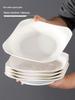 Set of 6 Pure White High-Value 2025 Ceramic Square Plates, Simple & High Temperature Resistant.