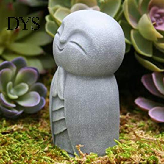 Jizo Statue Dekorativ Langlebig Harz Grau Kleiner Buddha Skulptur für Außendekoration
