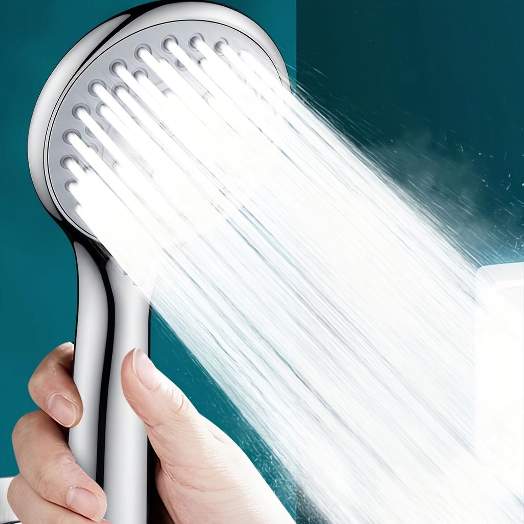 1pc Large Water Outlet Handheld Shower Head -5 Adjustable Water Flow Modes, Water-saving Design, Easy To Install, Bathroom Hardware Accessories