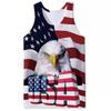 Men's O-Neck Eagle American Flag Pattern Print Tank Tops 3D Printed Vest Loose Sports Fitness  Sleeveless Shirt