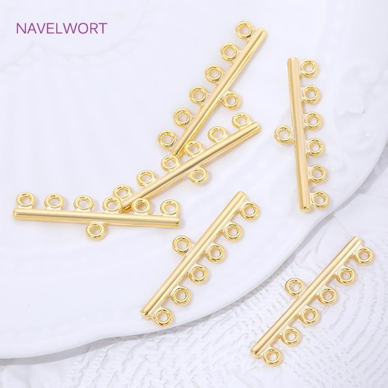 Connettori per Collane a 6 Fili Placcati Oro 18K su Ottone, Connettori per Gioielli, Accessori per la Creazione di Braccialetti Fai da Te