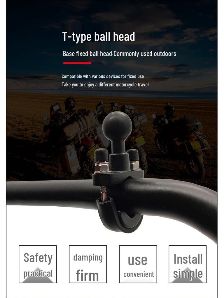 U-Shaped Motorcycle Phone Holder with Fixed Ball Head and T-Shaped Handlebar Clamp