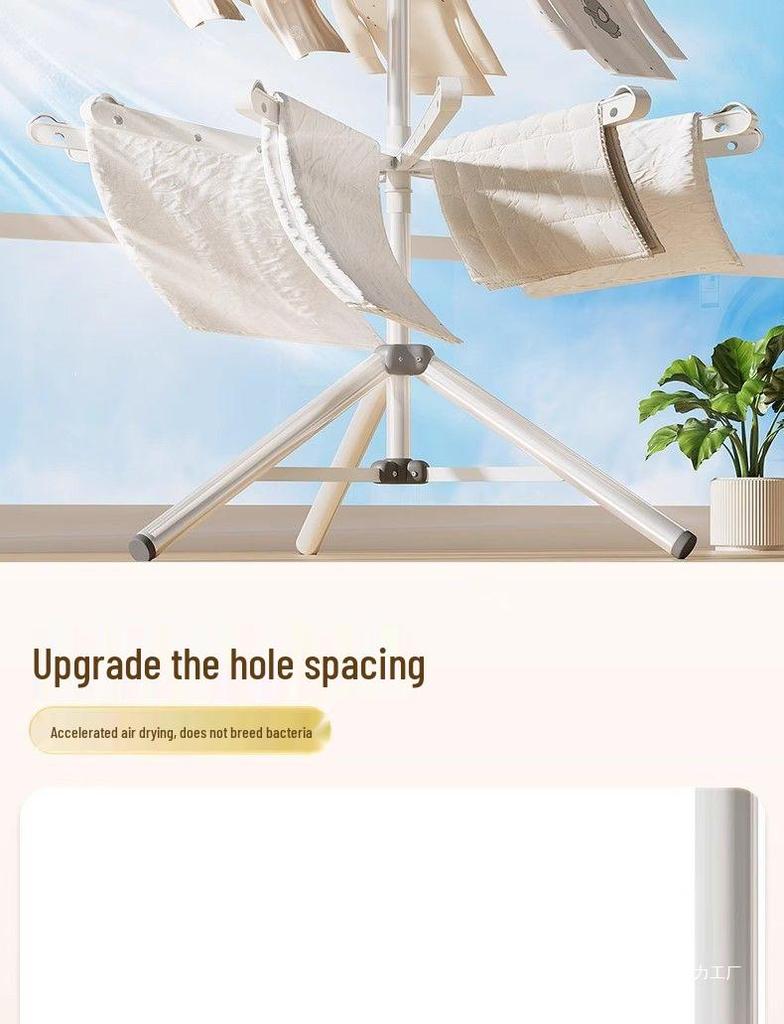 Foldable Double-Pole Baby Clothes Drying Rack for Home and Balcony Use