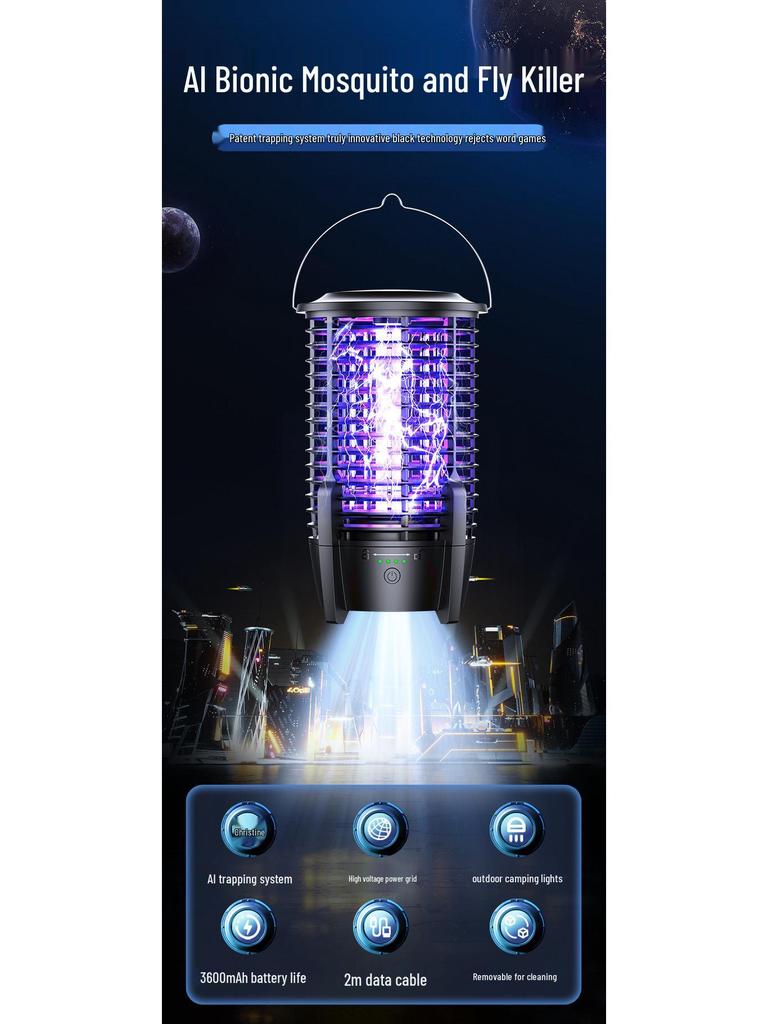 2024 Portable Waterproof Electric Mosquito Killer Lamp for Outdoor Camping and Gardens