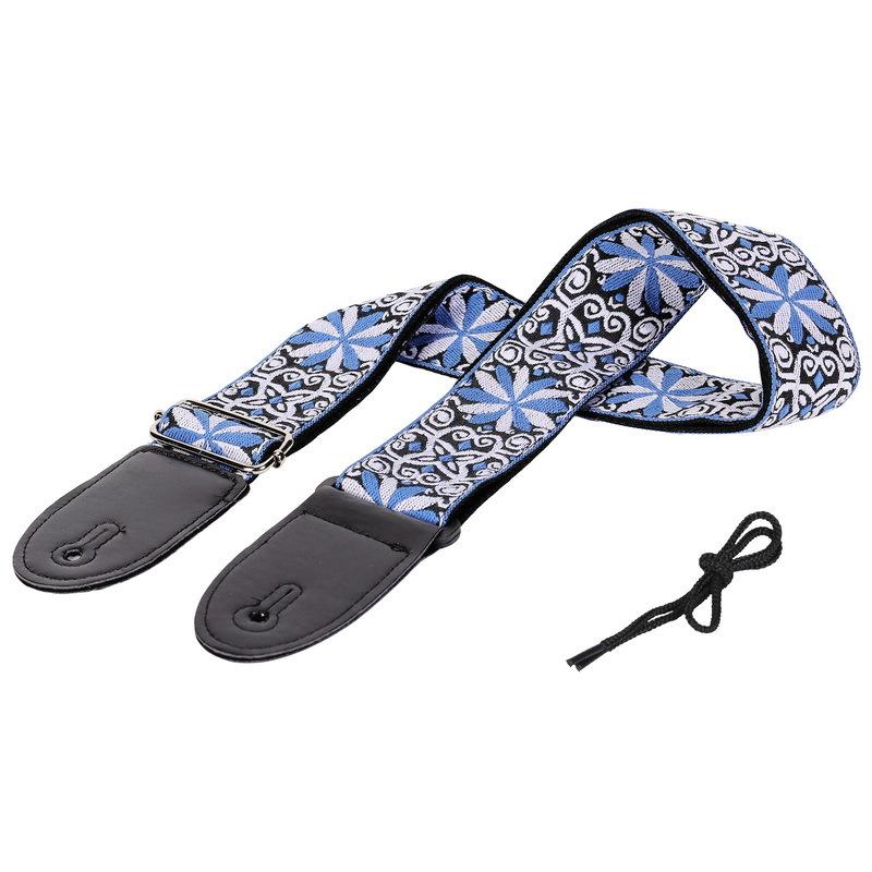 Guitar Strap Embroidered Print Vintage Style Adjustable Guitar Strap For Folk Electric Guitar Bass Ukulele Guitar Accessories