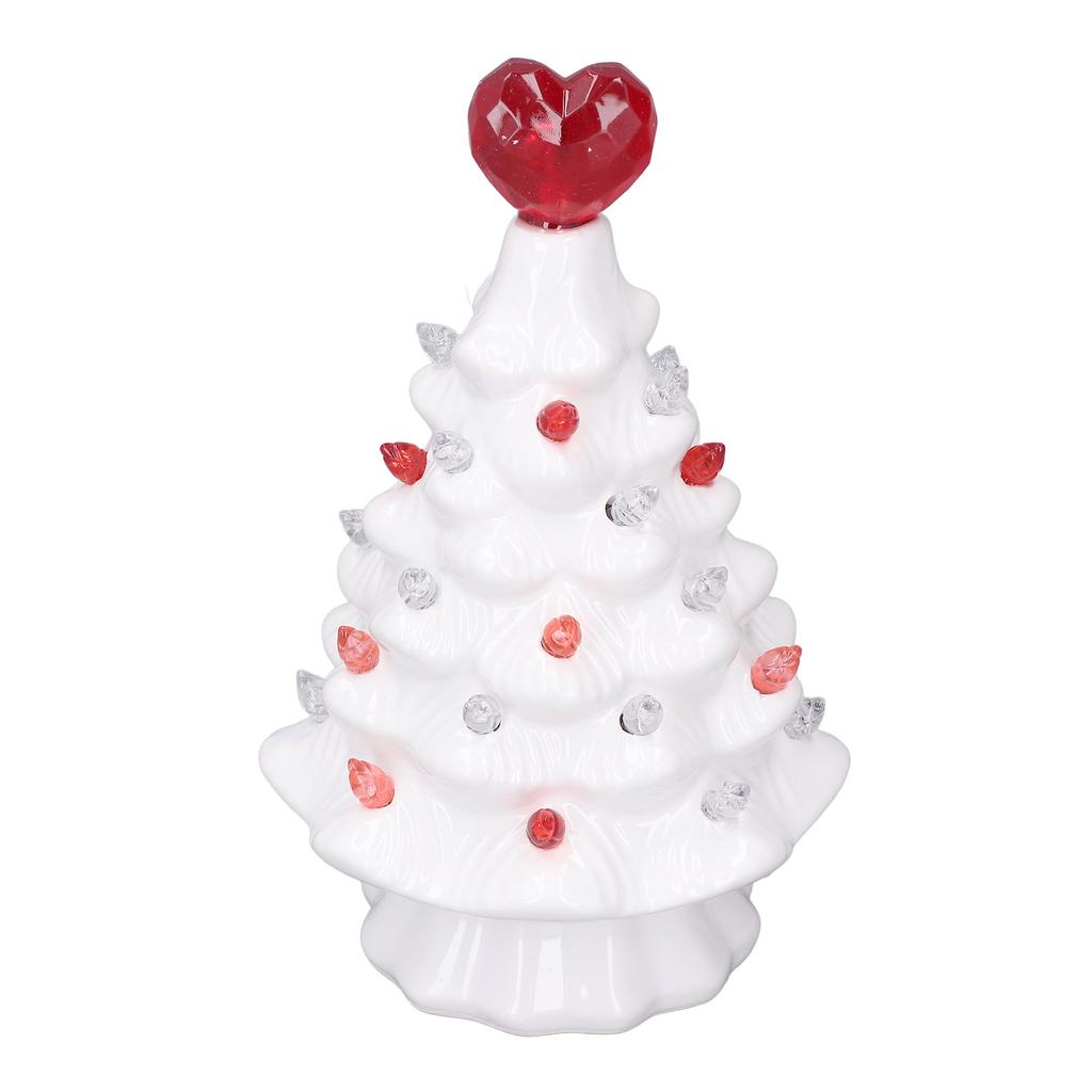 White Ceramic Tree LED Light Up Tabletop Tree Heart Topper Vintage Retro Centerpiece for Holiday Par