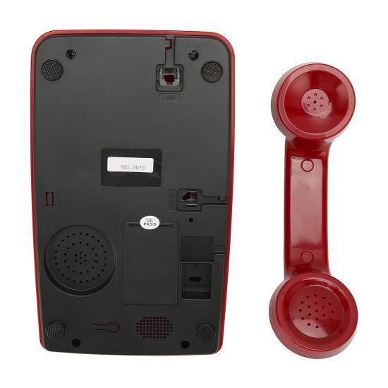 Retro Otočný Telefon Staromódní Vintage Pevná Linka s Mechanickým Zvonkem Reproduktor pro Domácnost Kancelář Hotel Červený