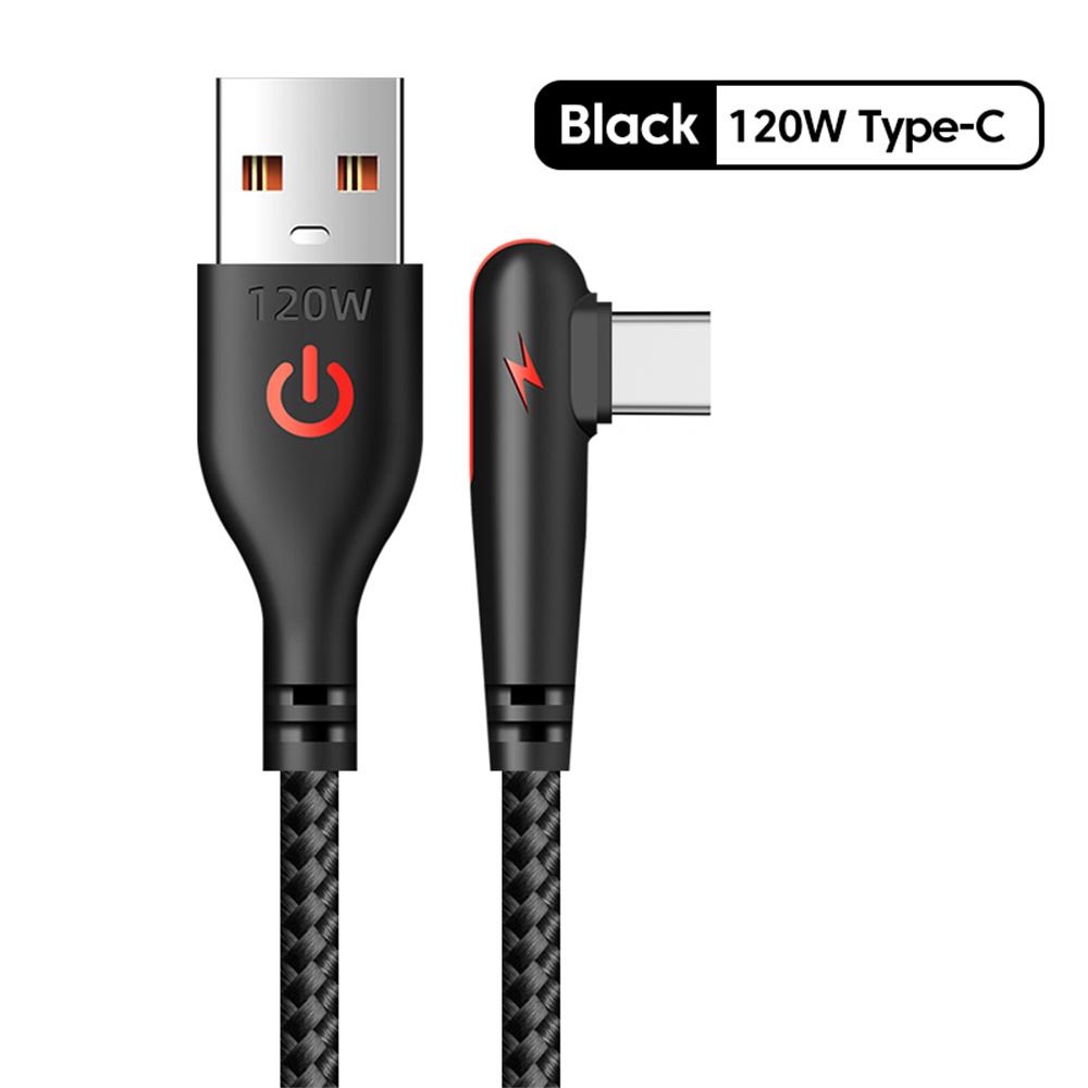 

6A 120W 90 Degree Elbow USB Type C Cable Fast Charging Data Cord High Speed Data Transfer Cable Type C Quick Charge Charger Wire 0.25m