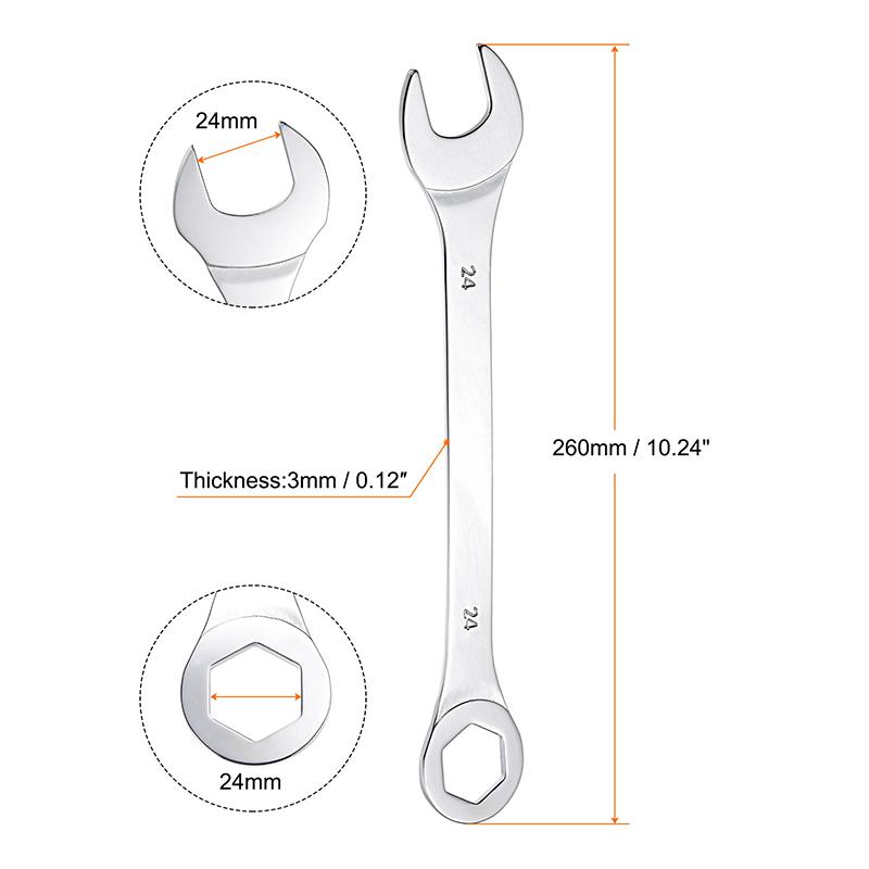 1pc 15-32mm Llave Combinada de Boca Abierta Acero al Carbono Anillo Abierto Llave Combinada Herramientas Manuales para el Hogar y Reparación de Coches Métricas