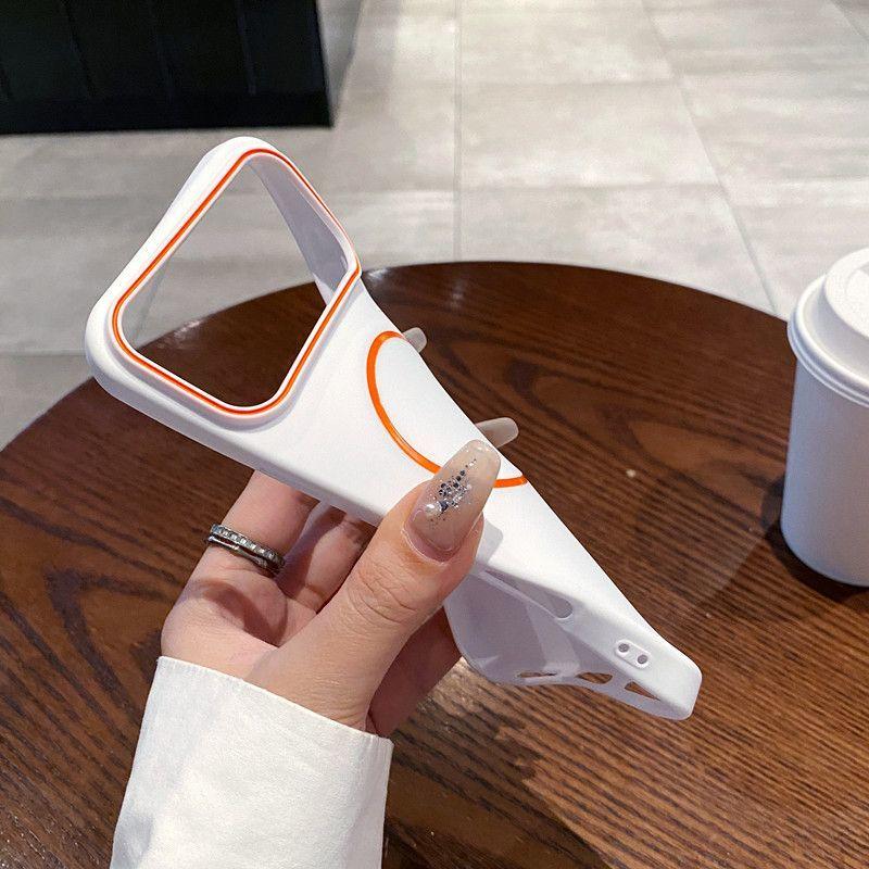 Contrasting Color Built-in Magnetic Suction Apple 17promax Mobile Phone Case IPhone16 All-inclusive 15 Matte 14 Soft Case 13 Men 12