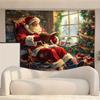 2D Christmas Eve Santa Claus Tapestry, Warm Winter Holiday Wall Hanging for Home Decor