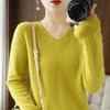Women's V-Neck Pullover Sweater 2023 - Autumn/Winter Slimming Plus Size Basic Knit Top