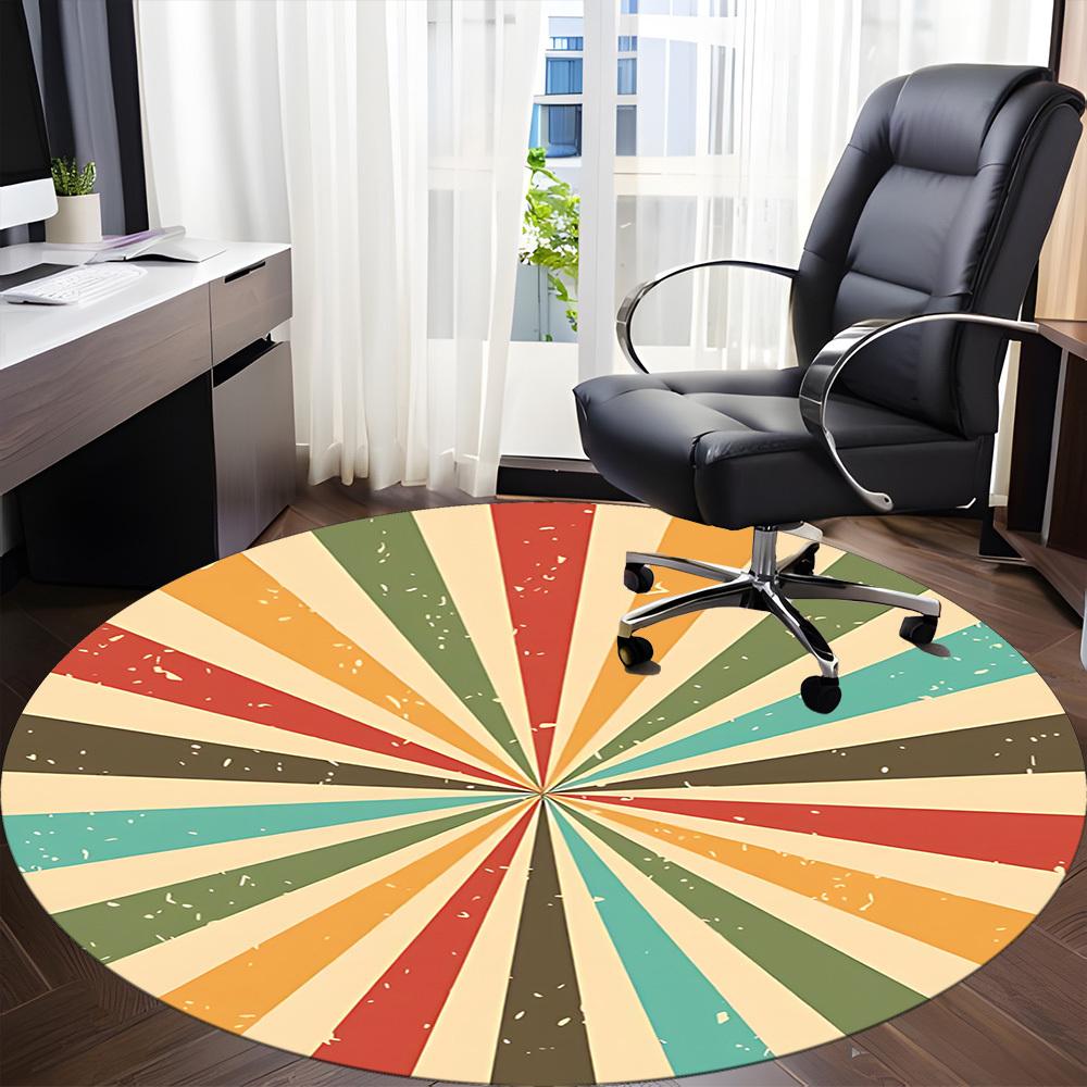 1pc Sunburst Colors Office Round Area Rug, Under Office Chairs Bedroom Living Room Home Decor, Room Deco