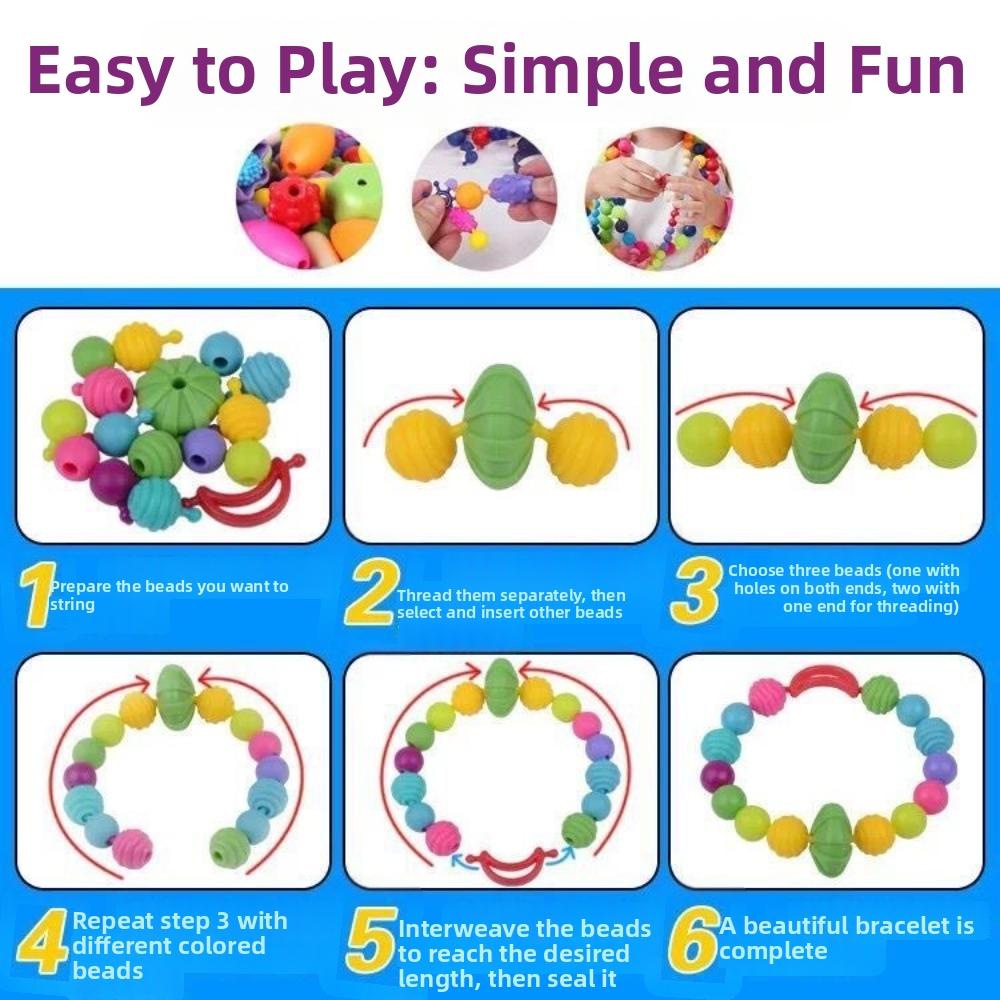 Colorful Snap Beads No String Required DIY Bead Set New Children's Beading Toy for Girls