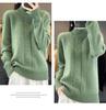 Chunky Knit Cable Wool Sweater - Half-High Neck, Textured, Elegant Autumn/Winter Outerwear