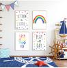 Watercolor Rainbow Alphabet Paintings Playroom Decor Educational Poster Kids Wall Art Canvas Prints Neutral Nursery Decoration No Frame