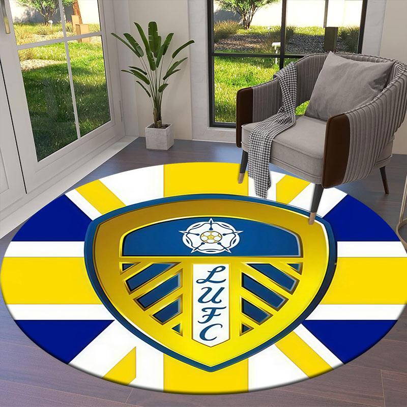 Leeds United Round Area Rug,Carpet Rug for Living Room Bedroom Sofa Playroom Decor,Non-slip Floor Mat