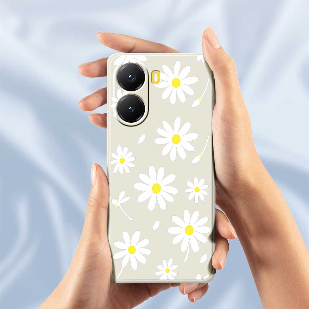 For Xiaomi Redmi Turbo 4 5G/Poco X7 Pro 5G Case White Daisy Pattern Printing Straight Edge TPU Phone Back Cover