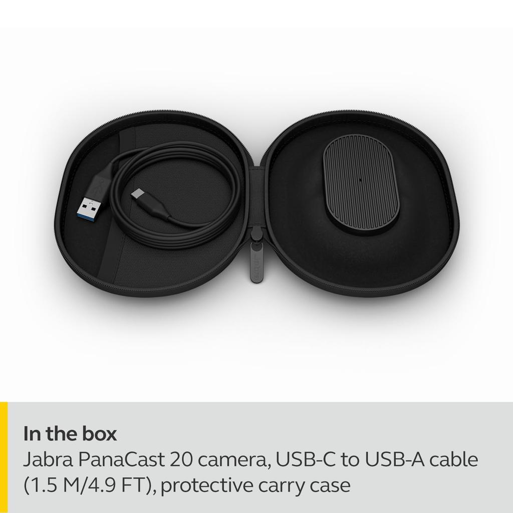 Jabra Panacast 20 Videokonferenz-Webcam, Herstellerjahr, 4K UHD-Qualität, Webcam, persönliche Videokonferenzen, 13 Megapixel-Kamera, AI Auto Zoom, Dual