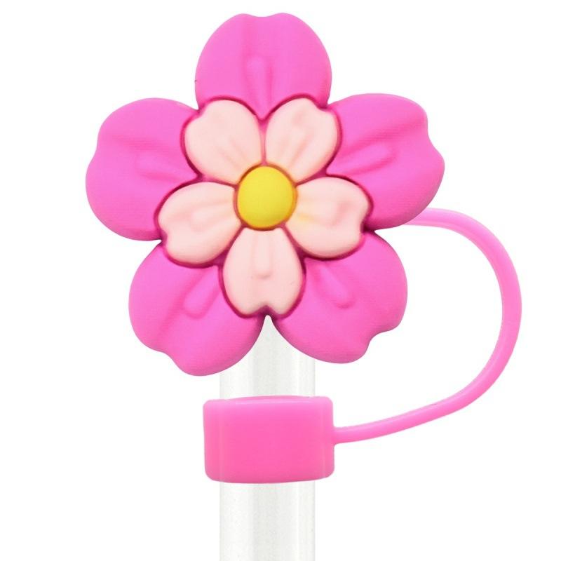 New Colorful Flower Straw Caps 10mm – Cartoon Reusable Dustproof Straw Stoppers for Home Use Practical Household Accessories
