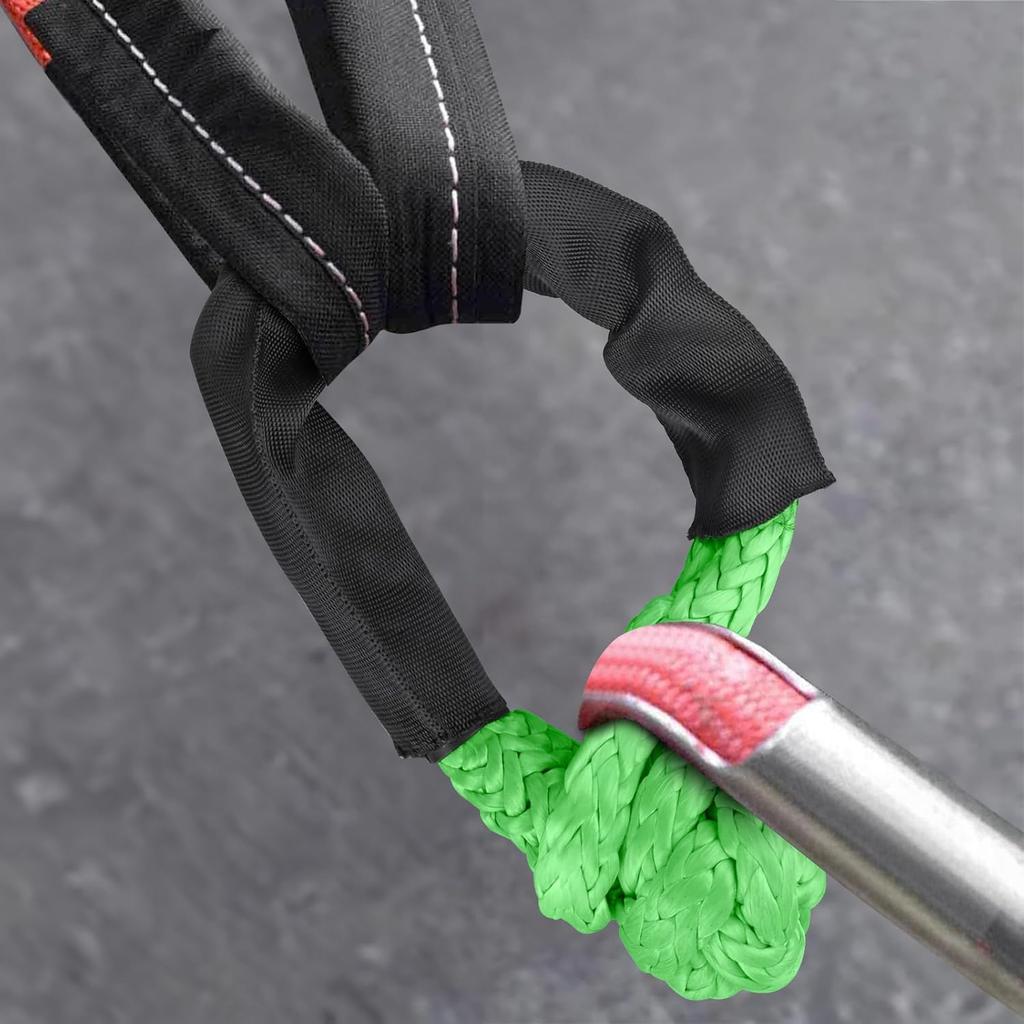 2 Pack Green Soft Shackle 57,000 LBS Breaking Strength 1/2 Inch X 22 Inch With Protective Sleeve For Off-Road Sailing Trucks 4X4 UTV Synthetic Road