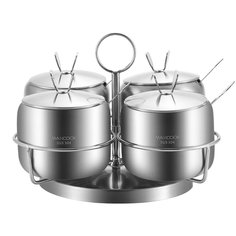MAXCOOK 304 Stainless Steel Rotating Seasoning Jar Set