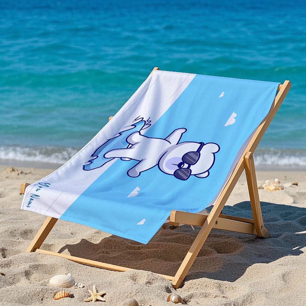 1pc "Your Beach Is My Way" Beach Towel - Ultrafine Microfiber, Quick-Dry, Rectangular, Contemporary Style with Cartoon