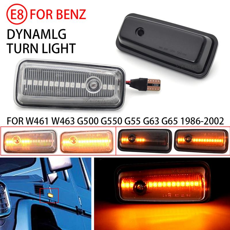 For Mercedes-Benz G-Class W463 W461 G500 G550 G55 G63 G65 1986-2001 2002 Dynamic Ambe LED Side Marker Turn Signal Light 2 Pieces