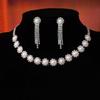 Pearl  Flower Necklace Earring Set Simple Everything Choker Clavicle Chain Earring Set