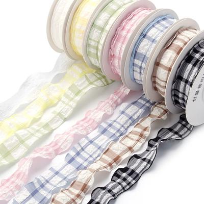 10 Yard Plaid Ribbon 4CM Width Reusable Korean Ribbons Easy Cut Gift Wrapping Bouquets Gifts Packaging Material
