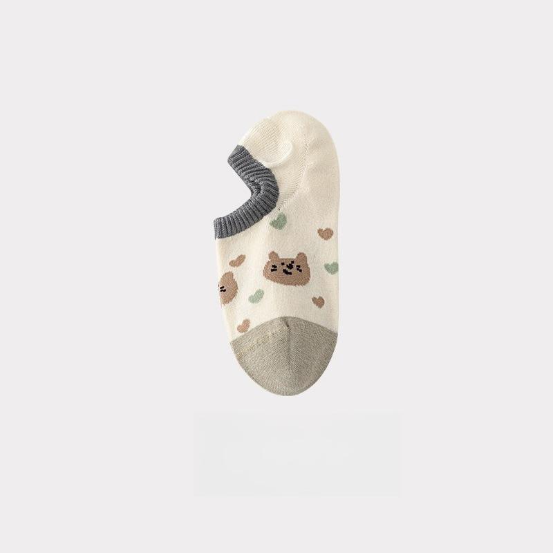 Pantofole Calzini Stampa Cartone Animato Carine Donna Silicone Antiscivolo Basso Taglio Calzini Casual Cotone Traspirante Estate Invisibili No Show