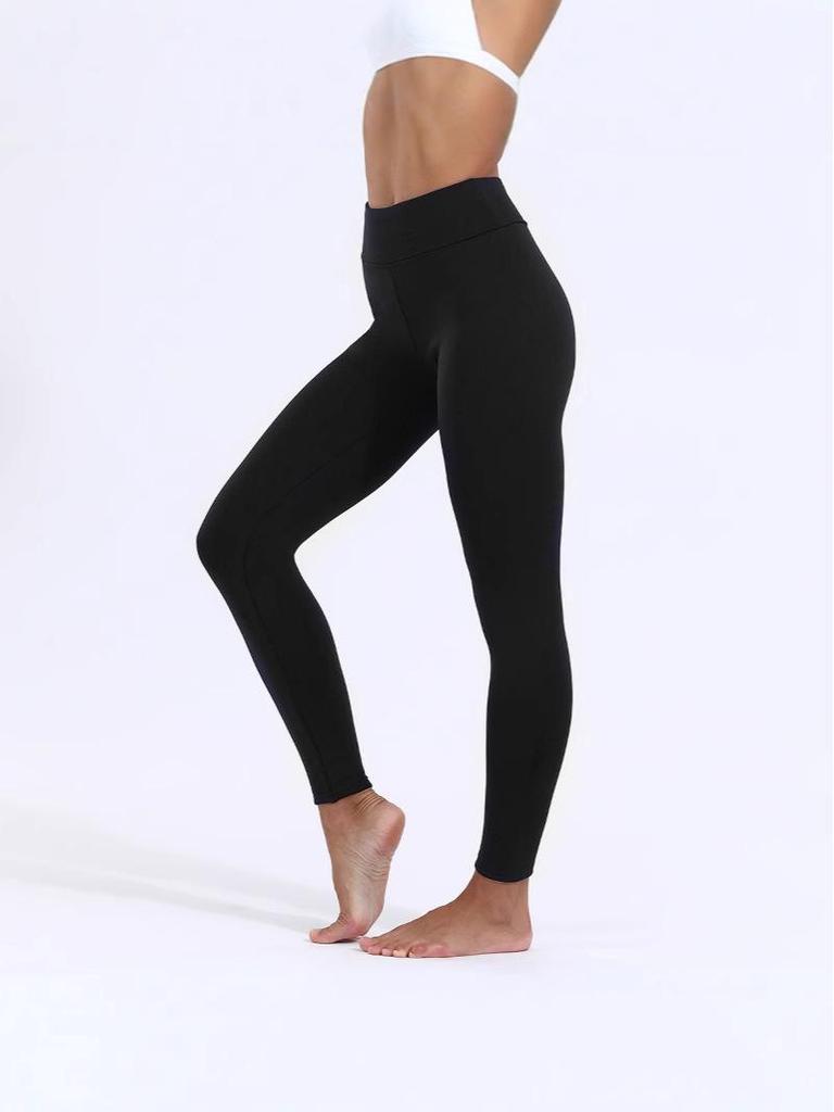 Women's High-Waisted Plus Velvet Lamb Fleece Leggings - Thickened, Plain, Warm, Autumn/Winter