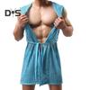 Menn Sexy hette Nattkjole Ermeløs Ensfarge Hollow Out Mesh Sommer Loungewear Snøring Nattkåpe Hjemmeklær