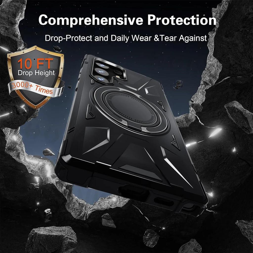 Armor Magsafe futrālis priekš Samsung Galaxy S24 Ultra S23 Plus S23 FE A15 A54 A14 statīva gredzens magnētiska gredzena turētāja aizsargstatīvi kickstand cove
