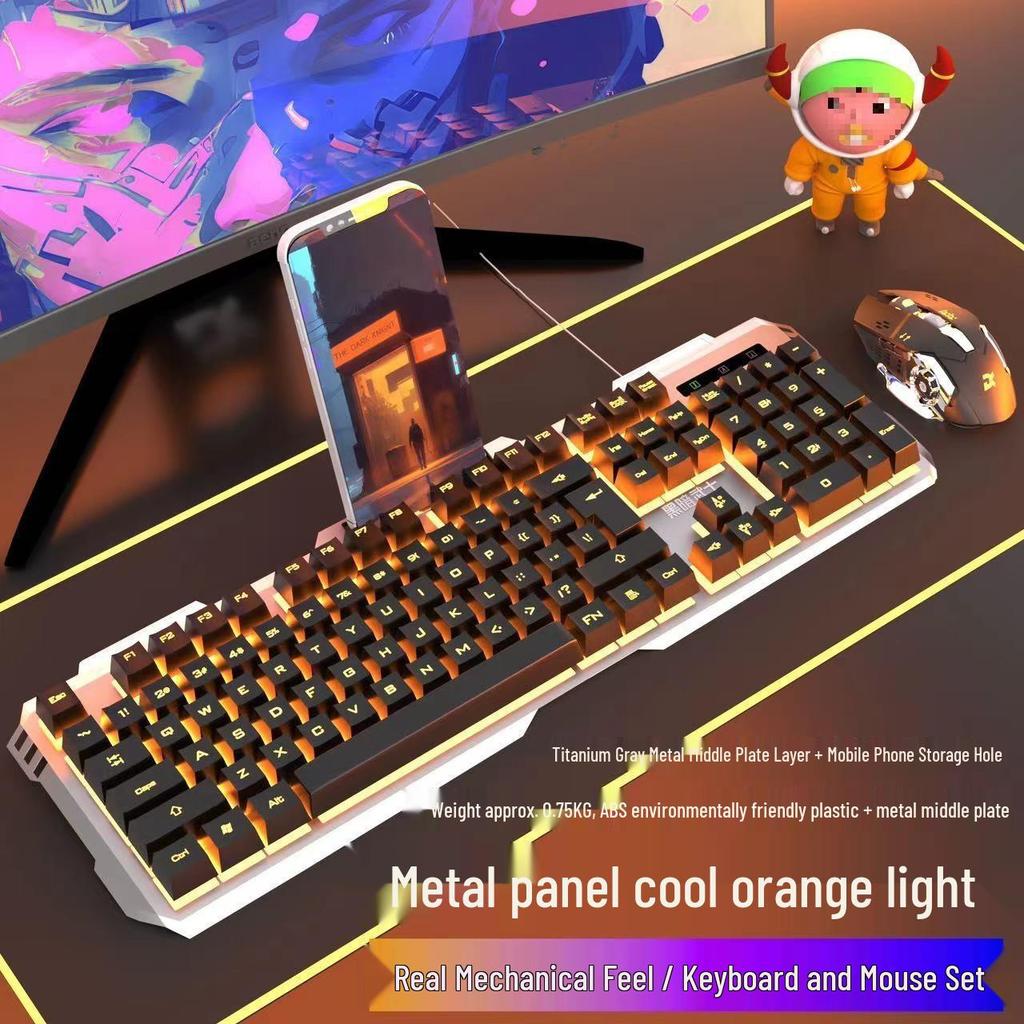 Backlit Wired Gaming Keyboard & Mouse Set with True Mechanical Feel and Suspended Keycaps