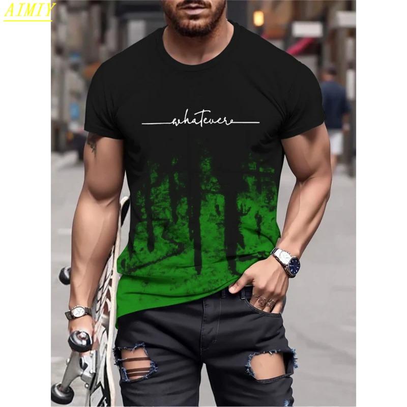 Mote Sommer 3D Stripe Bokstavtrykk Herre T-skjorte Hip Hop Trend Harajuku Streetwear Casual O-hals Oversized T-skjorter Herre Topper