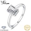 JewelryPalace Moissanite D Color 1ct Emerald Cut 925 Silver Solitaire Wedding Ring for Woman Yellow Rose Gold Plated