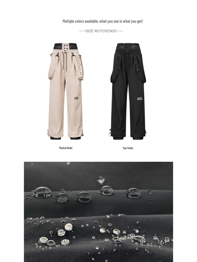 Wodoodporne Wiatroszczelne Spodnie Narciarskie z Odpinanymi Szelkami - Unisex Jednokolorowy Sprzęt Śnieżny do Narciarstwa na Świeżym Powietrzu