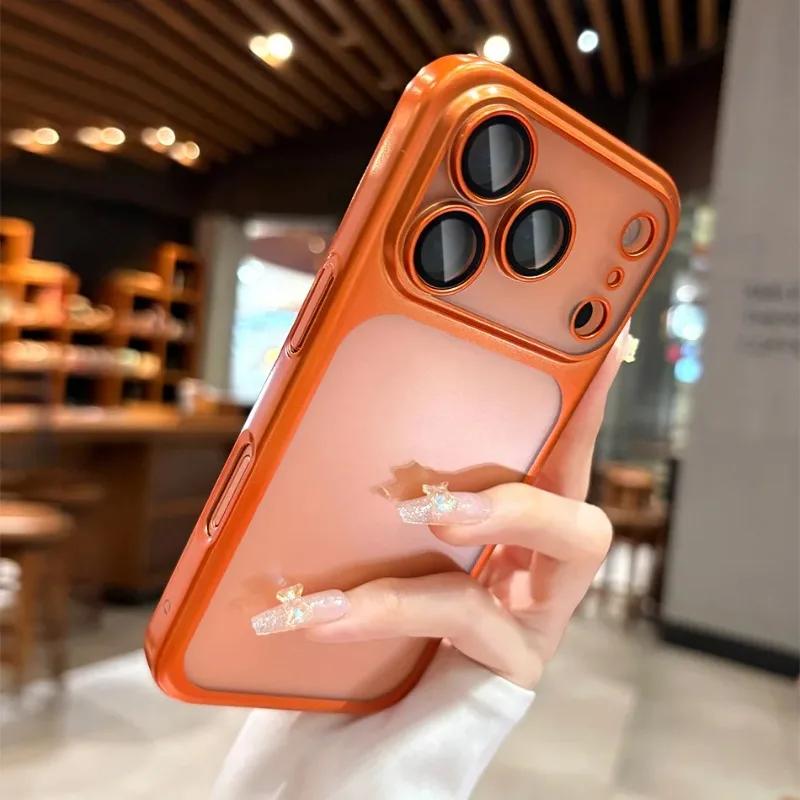 NEW Plating Frosted Translunt PC Phone Case For iPhone 17 Pro Max Air 16 15 14  Official Matte Lens Glass Protect Cover