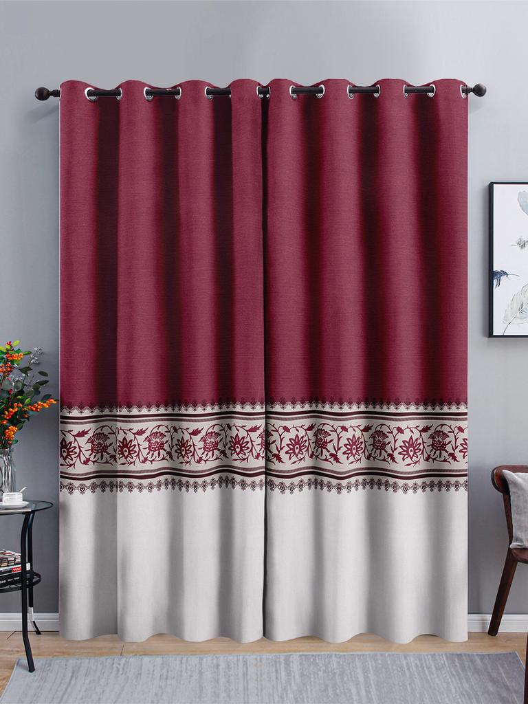 Chinese Pattern Simple Atmosphere Bedroom Curtain 3D Digital Printing Blackout Curtain Punching