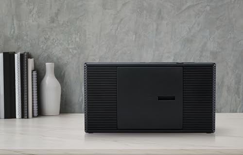 TOSHIBA TY-C260 (K) Slim & Compact CD Radio with Wide FM, Alkaline Battery Compatible, 6.2cm Depth, and Language Learning Features