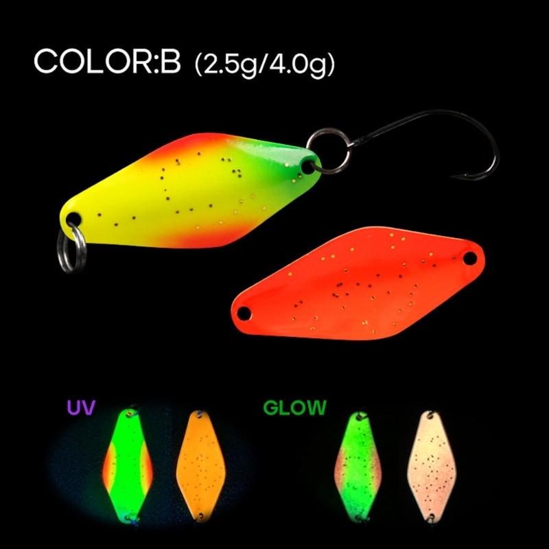 5pcs Glow Spinner Baits Rhombus Spoon Lures Double Side Painting Copper Spoon Fishing Lures Fishing Tackle