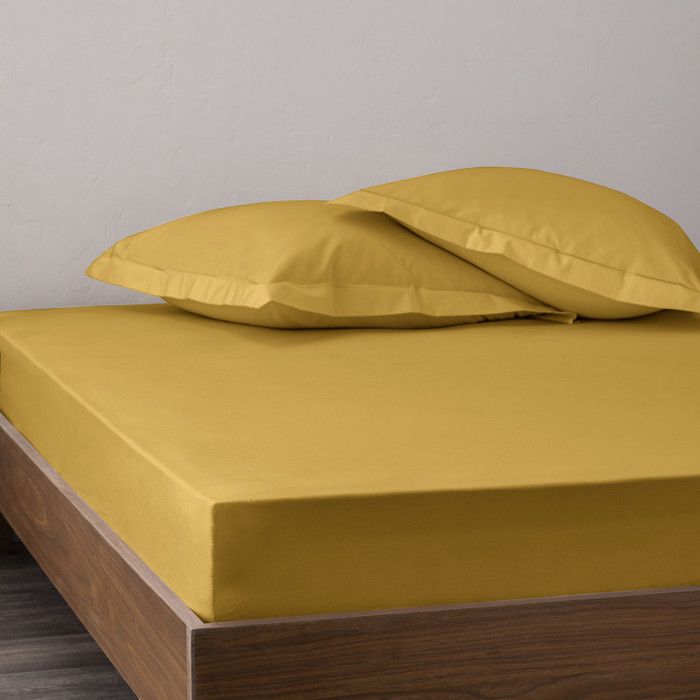 4-piece Percale Cotton Sheet Set "Julian" for Bed 140 X 190 Cm Pure Cotton - Julian Mango -