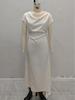 Elegant Satin One-Shoulder Lace-Up Dress - Slim Fit, Solid Color, European & American Style