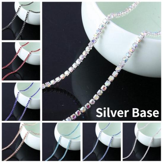 2.1 Yards DIY Bling Crystal Rhinestone Chain Trim Sewing Crafts Decoration Trim