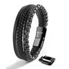 Armbånd Lær 23cm Svart Armring Armsmykke Kjede Flettet Wrap Herre