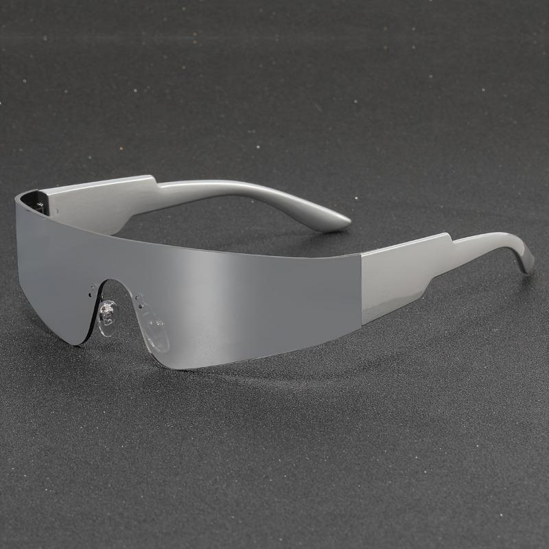 

1 pair of women s fashionable flat top glasses - futuristic mirror shield fashion glasses suitable for parties music festivals